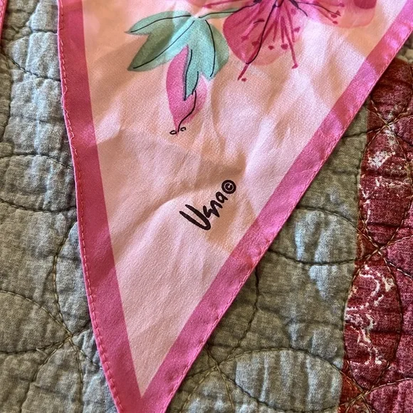 Vintage Vera Neumann pink floral oblong scarf 58” x 7” - Picture 3 of 3